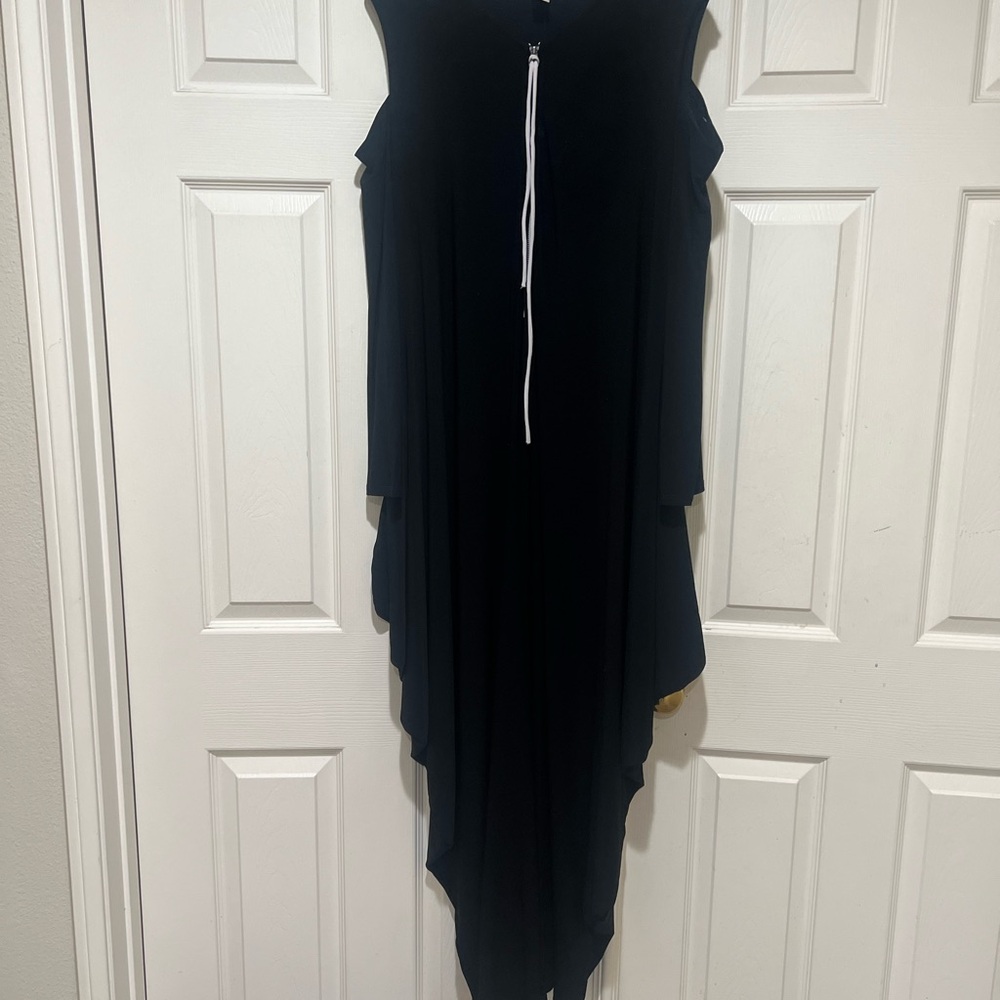 Joseph Ribkoff Harem Draped Slouchy Cold Shoulder Zip Jumpsuit Stretch‎ Goth 16 - Picture 3 of 11